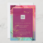 Intense PINK Turquoise GOLD WEDDING Alcohol Inkt Kaart (Achterkant)