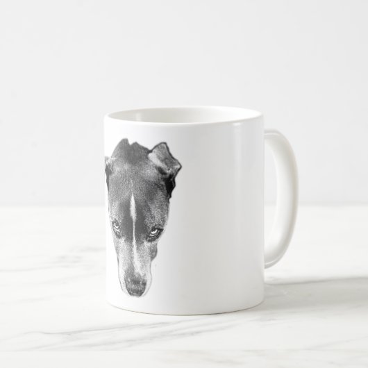 Intense Pitbull Mix Monochrome Portret Mok (Voorkant rechts)