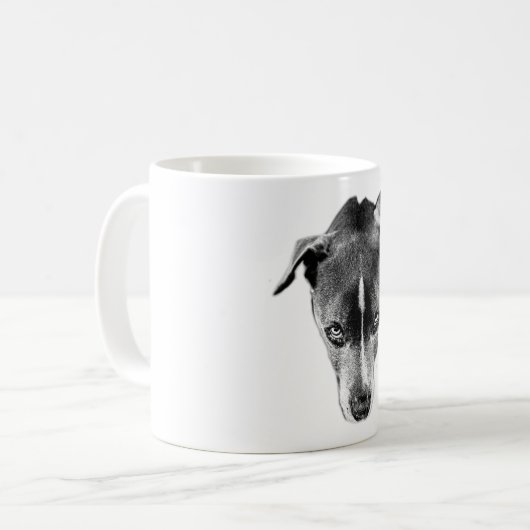 Intense Pitbull Mix Monochrome Portret Mok (Voorkant links)