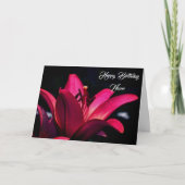 Intense Red Lily Flower Personalized Birthday Kaart (Voorkant)