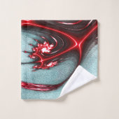 intense rode fractale hagedis op zandige graintext bad handdoek (Wasdoekje)