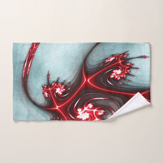 intense rode fractale hagedis op zandige graintext bad handdoek (Handdoek)
