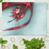 intense rode fractale hagedis op zandige graintext theedoek (Gevouwen)