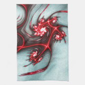 intense rode fractale hagedis op zandige graintext theedoek (Verticaal)