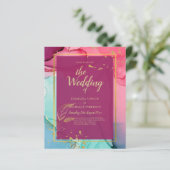 Intense ROZE Turquoise GOUD HUWELIJK Alcohol Ink (Staand voorkant)