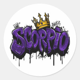 Intense Schorpioen Zodiac Graffiti Airbrush met kr Ronde Sticker