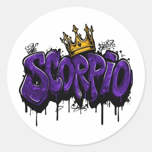 Intense Schorpioen Zodiac Graffiti Airbrush met kr Ronde Sticker (Voorkant)