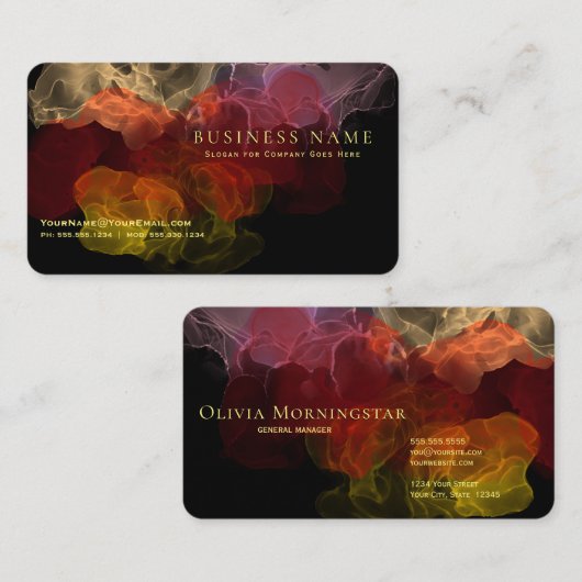 Intense ventilatorcarlet vloeistofinkt Abstract op Visitekaartje (Voorkant / Achterkant)