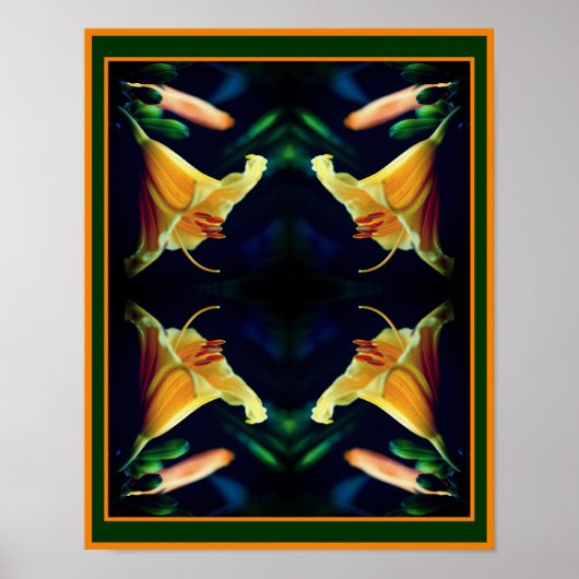 Intense Yellow Lily Flower Abstract Poster (Voorkant)
