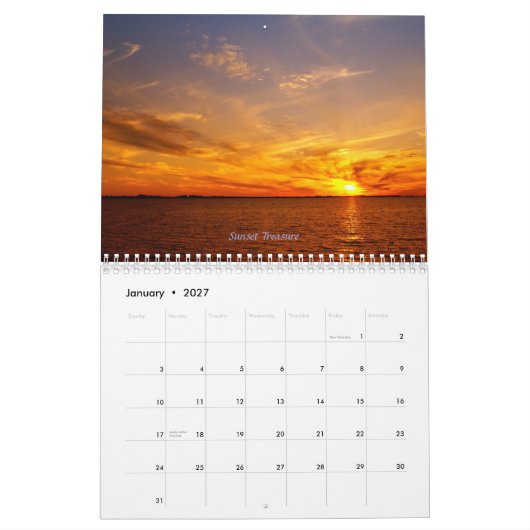 Intense Zonsondergangen van Florida Kalender (Jan 2027)