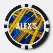 Intensief Gloeiend Cyaan Geel Chaotische Tech Abst Poker Chips (Voorkant)