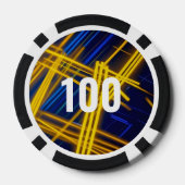 Intensief Gloeiend Cyaan Geel Chaotische Tech Abst Poker Chips (Achterkant)