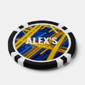 Intensief Gloeiend Cyaan Geel Chaotische Tech Abst Poker Chips (Enkel)