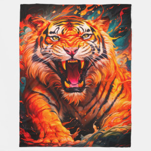 Intensief Vlammend Tijgerportret Fleece Deken