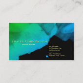 Intensieve Blauwgroen Blauwgroene Waterverven op z Visitekaartje (Achterkant)