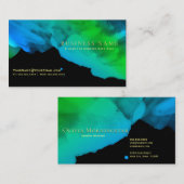 Intensieve Blauwgroen Blauwgroene Waterverven op z Visitekaartje (Voorkant / Achterkant)