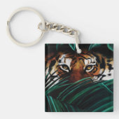 Intensieve Groene Jungle Tijger Ogen Wilde Bladere Sleutelhanger (Voorkant)