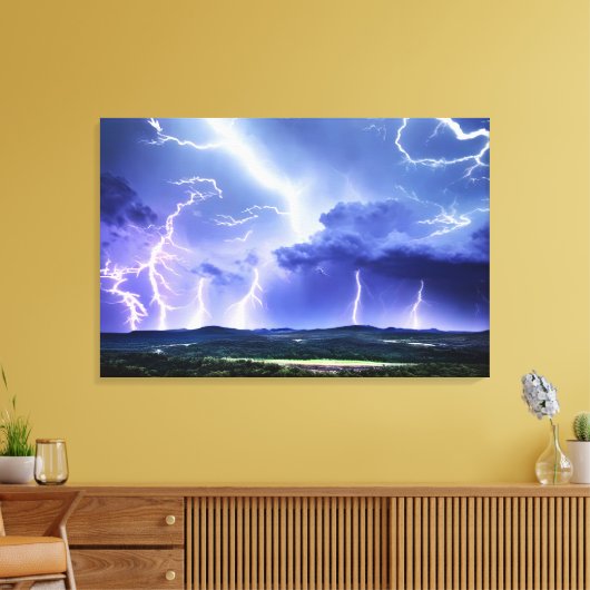 Intensieve Natuur | Bliksem Storm Canvas Afdruk (Insitu (Woonkamer))