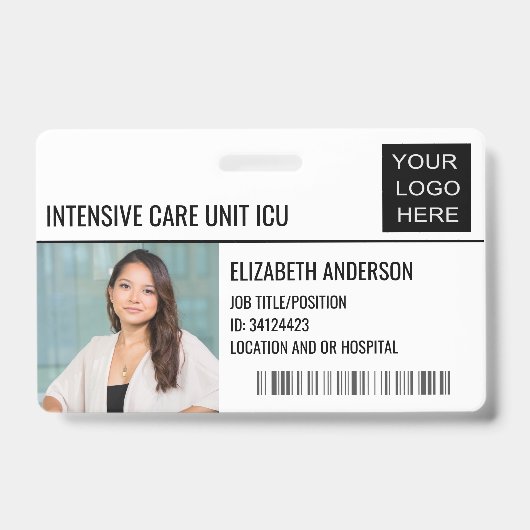 Intensive Care Unit ICU Pasfoto Ziekenhuis Logo Badge (Voorzijde)