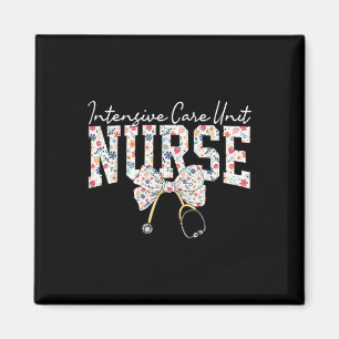 Intensive Care Unit Stethoscoop Bow Floral Nurse I Magneet