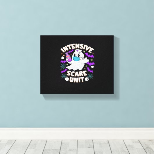 Intensive Scare Unit Nurse Halloween IC Nurse Ess Canvas Afdruk (Insitu (Houten vloer))