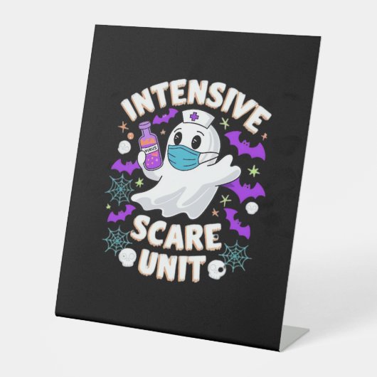 Intensive Scare Unit Nurse Halloween IC Nurse Ess Reclamebord Met Voetstuk (Voorkant)