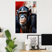 Intenso Blik van de Chimpansee Poster (Thuiskantoor)