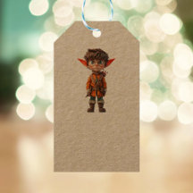 Intent Boy Christmas Elf Kraft Gift Labels