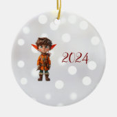Intent Boy Kerst Elf Keramisch Ornament (Voorkant)