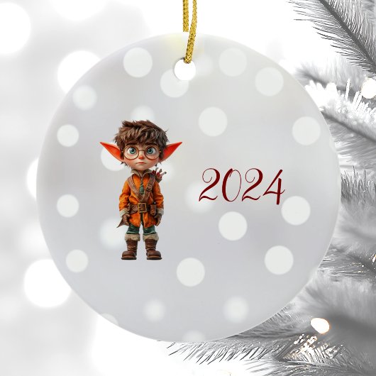 Intent Boy Kerst Elf Keramisch Ornament