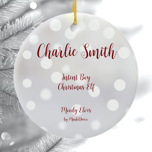 Intent Boy Kerst Elf Keramisch Ornament