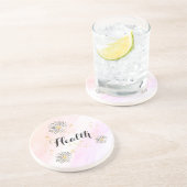 * INTENTIE GEZONDHEID Bloemen + Regenboog Glitter  Zandsteen Onderzetter (Zijkant)