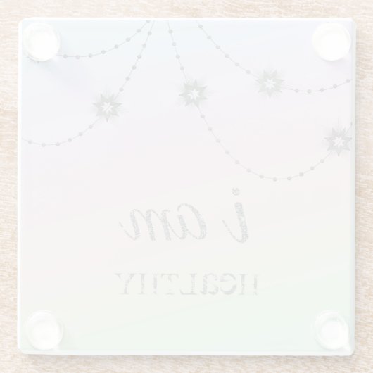 *~ INTENTIE GEZONDHEID Rainbow Glitter Stars Glazen Onderzetter (Achterkant)