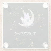 *~* INTENTIE LOVE Gold Celestial Crystal Moon Glazen Onderzetter (Achterkant)