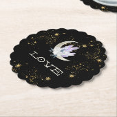 ~* INTENTION LOVE Gold Celestial Crystal Moon Kartonnen Onderzetters (Gekanteld)