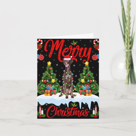 Inter Dog Lichten Kerstboom Kerstman Inter Dog Ker Kaart (Voorkant)