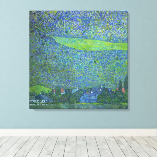 Interactie in Attersee door Klimt,  Art Nouveau Canvas Afdruk (Insitu (Houten vloer))