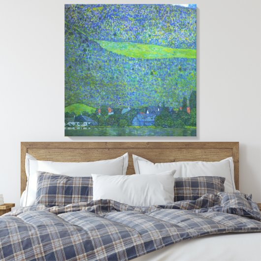 Interactie in Attersee door Klimt, Art Nouveau Canvas Afdruk (Insitu (Slaapkamer))