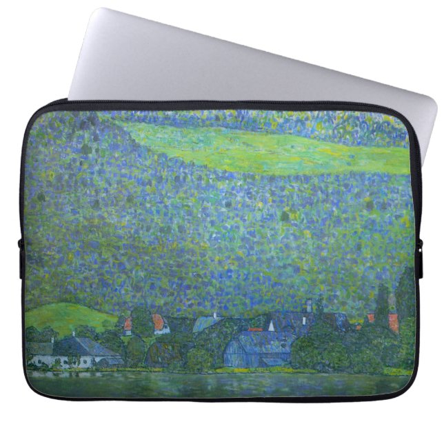 Interactie in Attersee door Klimt,  Art Nouveau Laptop Sleeve (Voorkant)