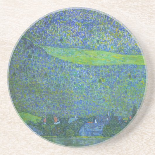 Interactie in Attersee door Klimt, Art Nouveau Zandsteen Onderzetter (Voorkant)