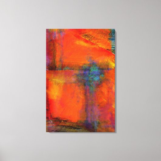 Interactie van Oranje Abstract Canvas Wanddecor (Voorkant)