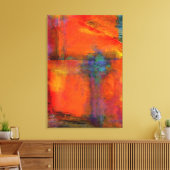 Interactie van Oranje Abstract Canvas Wanddecor Afdruk (Insitu (Woonkamer))