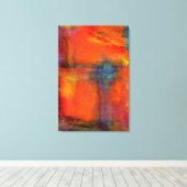 Interactie van Oranje Abstract Canvas Wanddecor Afdruk (Insitu (Houten vloer))