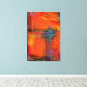 Interactie van Oranje Abstract Canvas Wanddecor Afdruk (Insitu (Houten vloer))