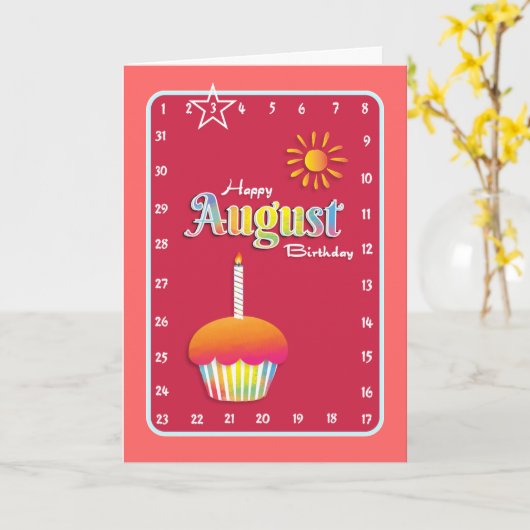 Interactief "Beweging de Verjaardag van AUGUSTUS Kaart (Gele Bloem)