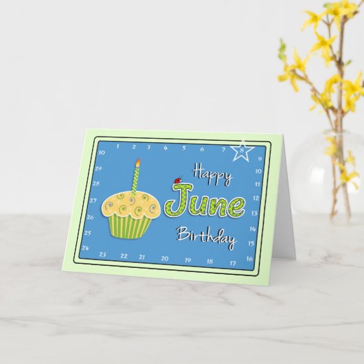 Interactief "Beweging de Verjaardag van JUNI van Kaart (Gele Bloem)