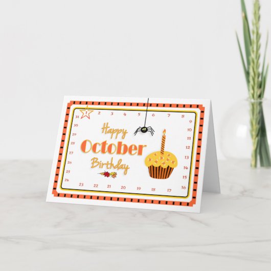 Interactief "Beweging de Verjaardag van OKTOBER Kaart (Voorkant)