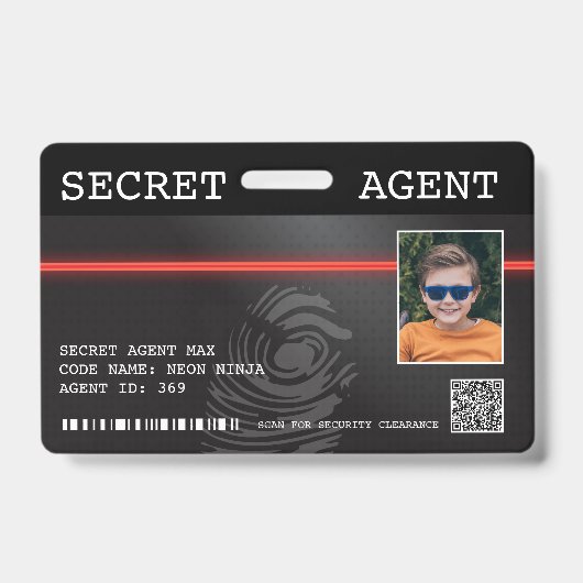 Interactief Geheime Agent Spion Badge - Zwart/Rood (Voorzijde)
