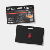 Interactief Geheime Agent Spion Badge - Zwart/Rood (Voor- en achterkant)