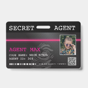 Interactief Geheime Agent Spion Badge - Zwart/Roze
